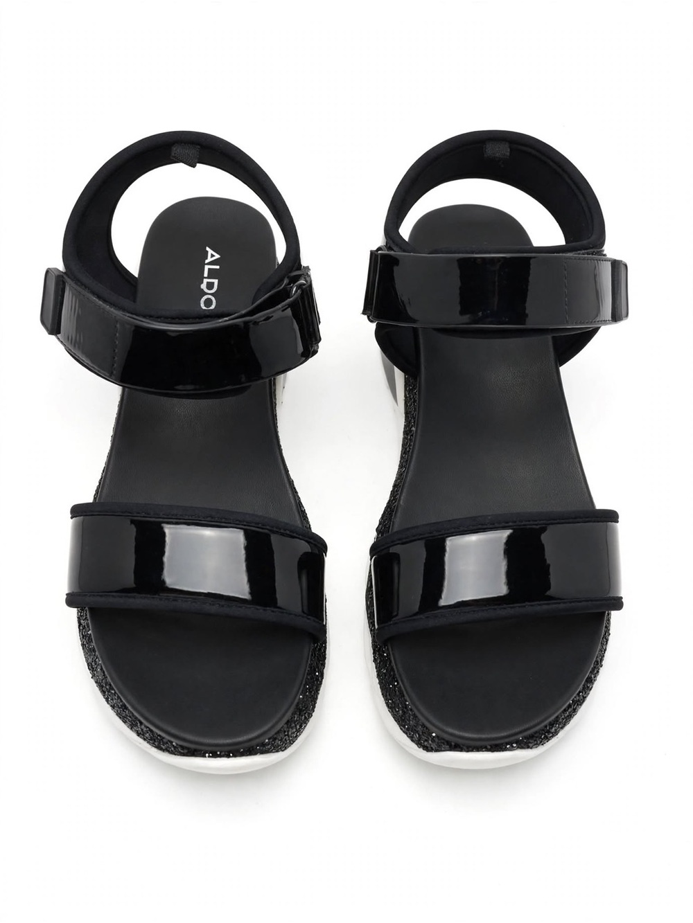 Aldo Black Patent Adjustable Strap Sandals